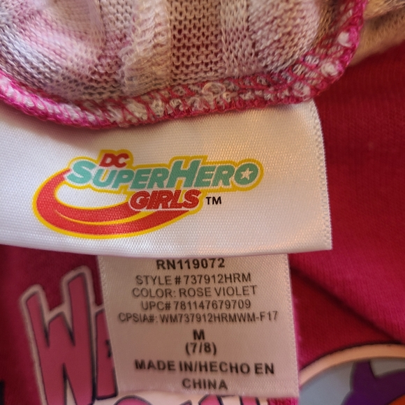 (1584) DC Super Hero Girls Hoodie Long Sleeve Shirt,  Size: Medium Color: Pink - Picture 6 of 14